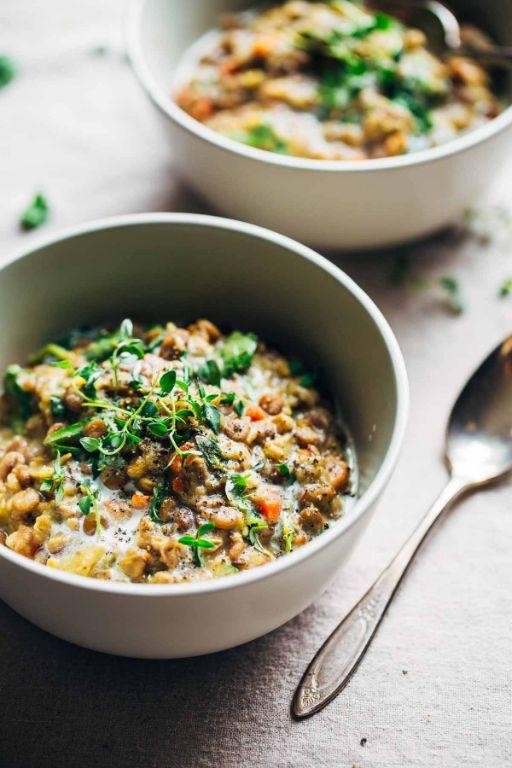 Creamy French Lentil and Spinach Stew