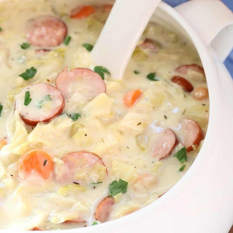 Creamy Kielbasa and Cabbage Soup