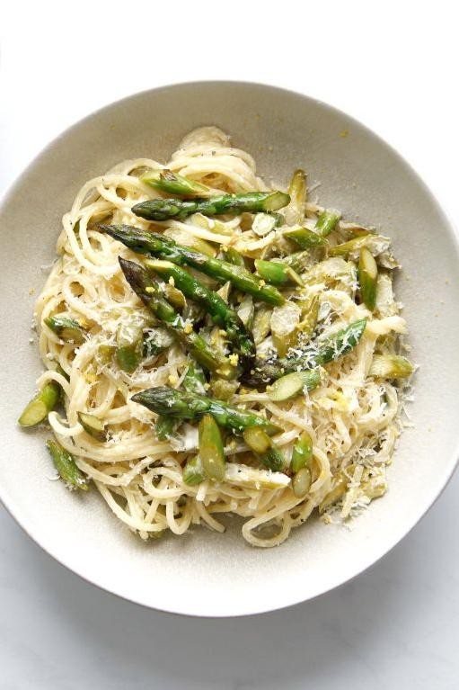Creamy Parmesan Frozen Asparagus Pasta