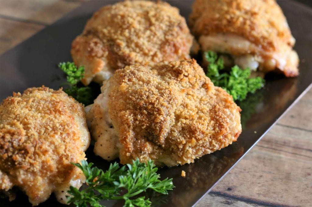 Crispy Baked Parmesan Chicken Thighs