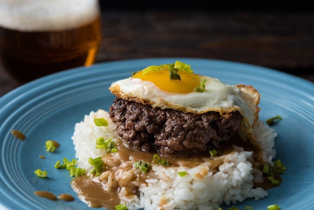 Crispy Chicken Loco Moco with Garlic Rice