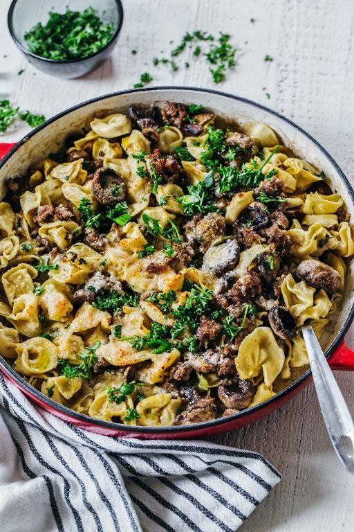 Crispy Mushroom Tortellini Skillet