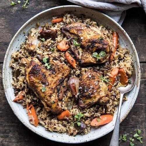 Crock Pot Bone-In Chicken and Wild Rice Pilaf