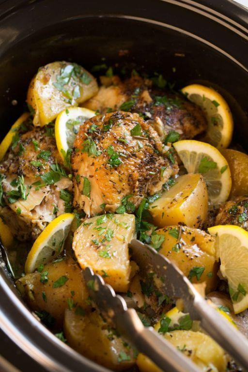 Crock Pot Bone-In Chicken with Lemon and Olives