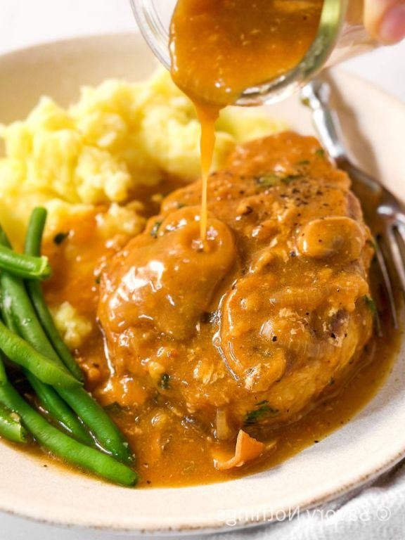 Crock Pot Pork Steak with Garlic Mashed Potatoes