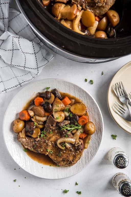 Crock Pot Pork Steak with Root Vegetables