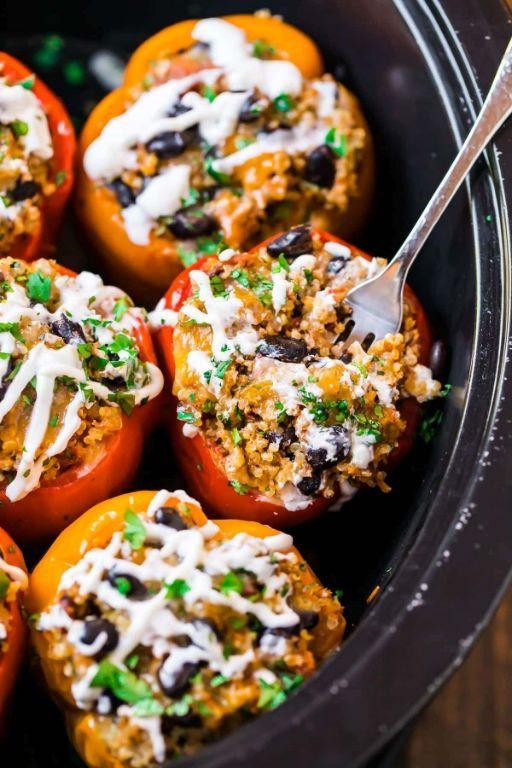 Crockpot Vegan Stuffed Peppers