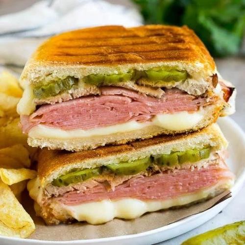 Cuban Panini with Ham, Pork, and Pickles