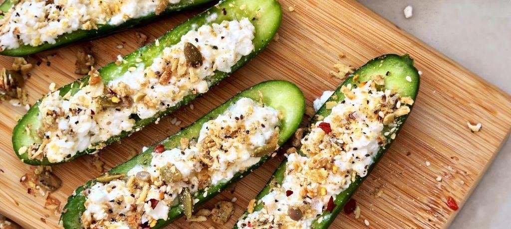 Cucumber Slices with Cottage Cheese