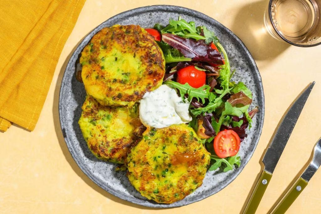 Curried Potato and Pea Cakes