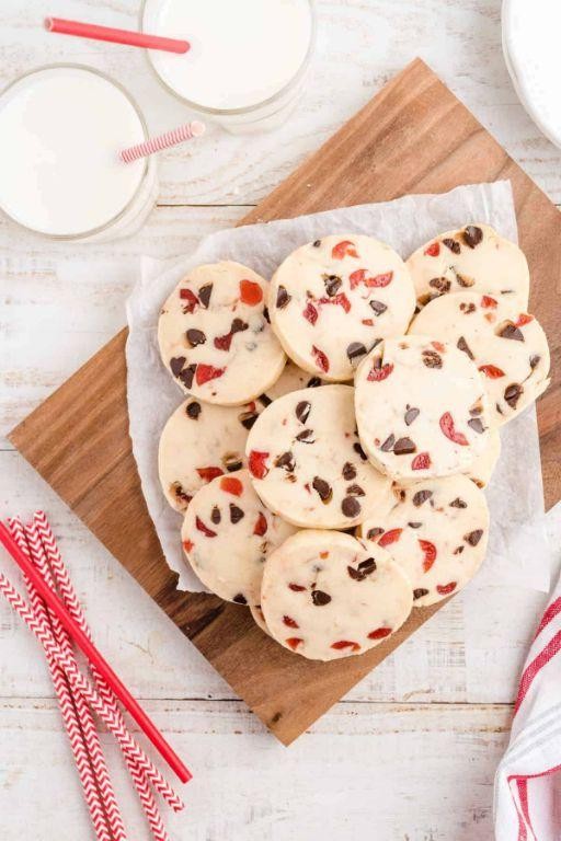 Dark Chocolate Cherry Shortbread Cookies