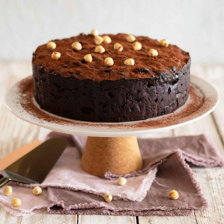 Dark Fruit Cake with Maple Syrup and Hazelnuts