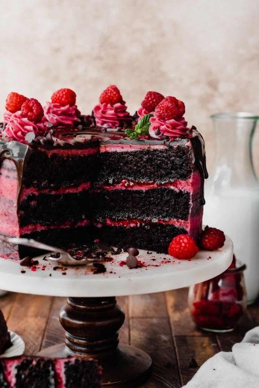 Double Chocolate Mud Cake with Raspberry Coulis