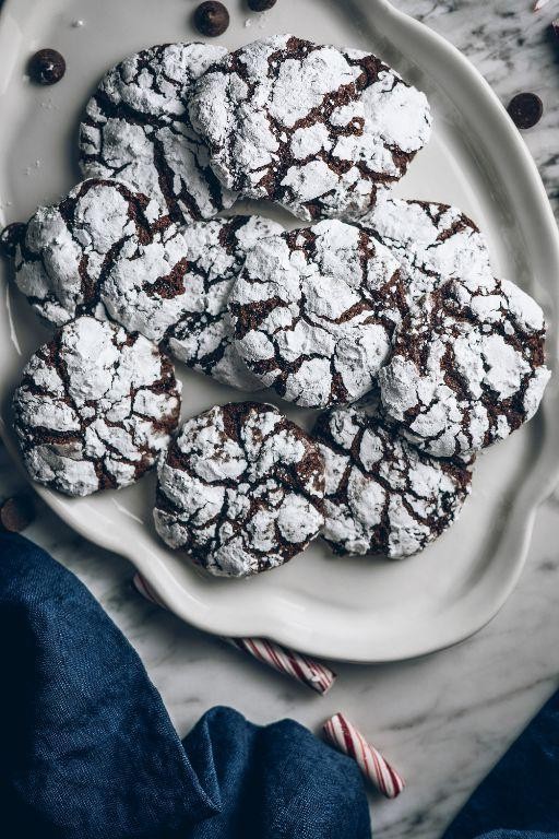 Double Chocolate Peppermint Crinkle Cookies