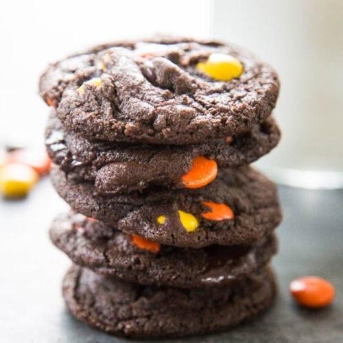 Double Chocolate Reese Pieces Cookies