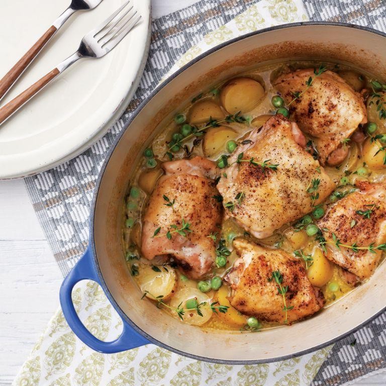 Dutch Oven Braised Chicken with White Wine