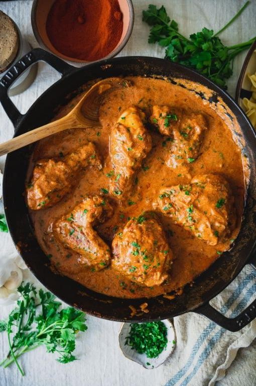 Dutch Oven Chicken Paprikash with Sour Cream