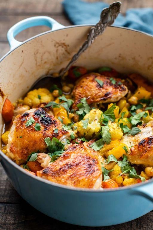 Dutch Oven Chicken Tagine with Apricots