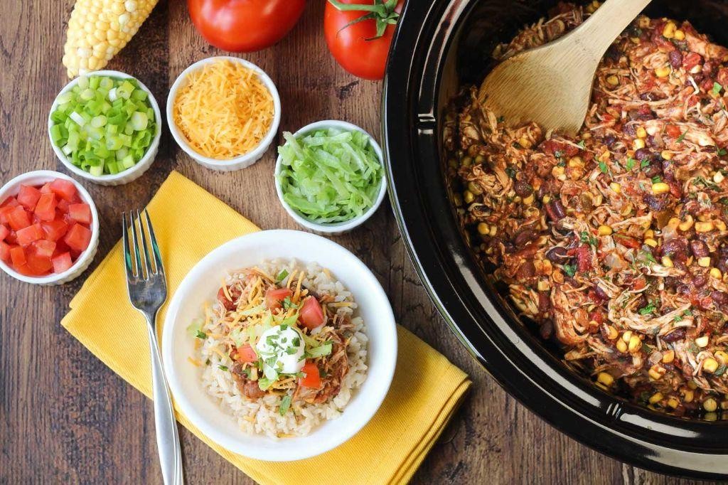 Easy Frozen Chicken Burrito Bowls in the Crock Pot