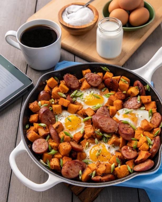 Eckrich Sausage and Sweet Potato Hash