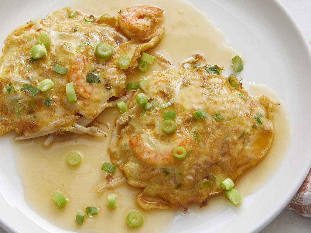 Egg Foo Young with Gravy and Bean Sprouts