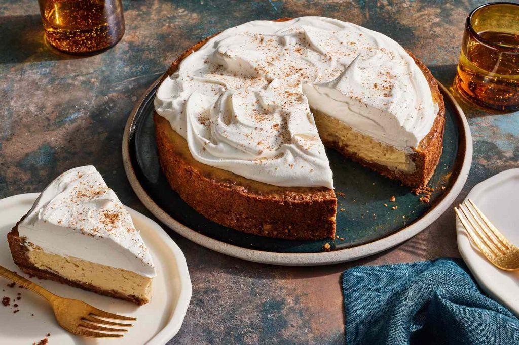 Eggnog Cheesecake with Gingerbread Crust