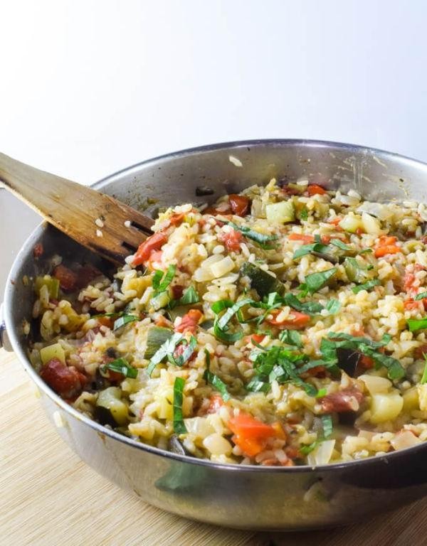 Eggplant and Bell Pepper Rice Medley