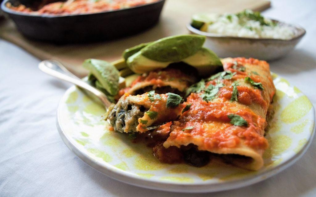Eggplant and Tomato Enchiladas