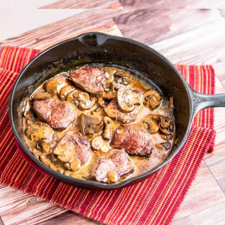 Elk Tenderloin Medallions with Mushroom Cream Sauce