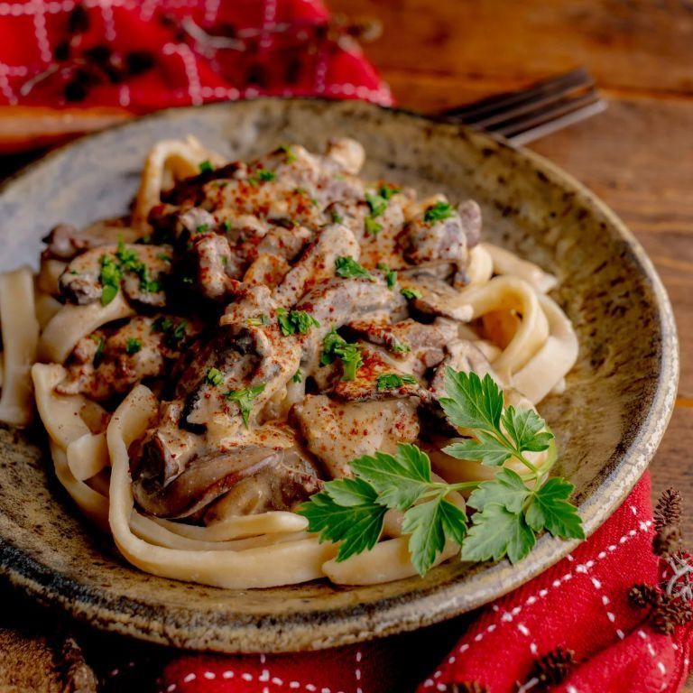 Elk Tenderloin Stroganoff with Sour Cream and Dill