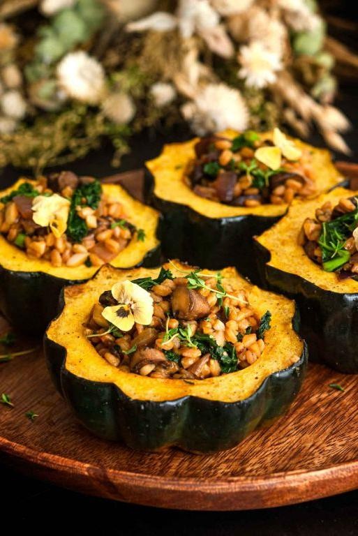 Farro and Roasted Vegetable Stuffed Acorn Squash