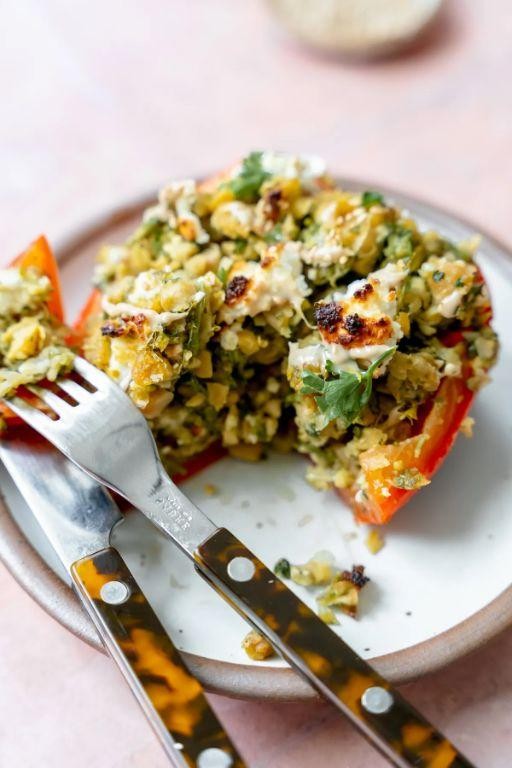 Fava Bean and Feta Stuffed Peppers