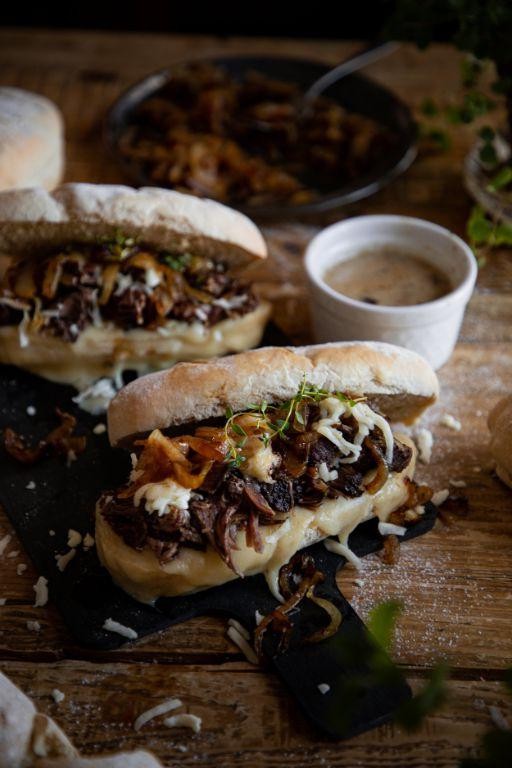 French Dip Flatbread with Caramelized Onions