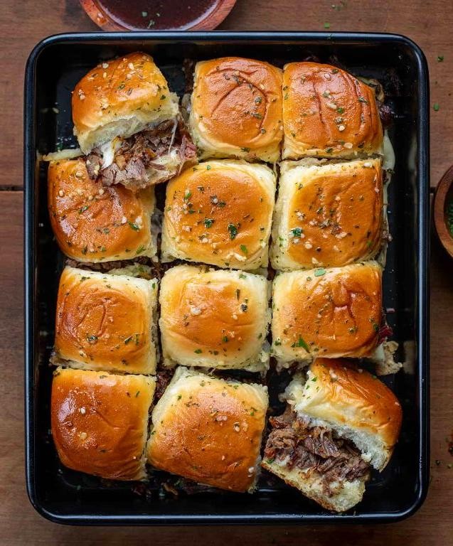 French Dip Sliders with Garlic Butter