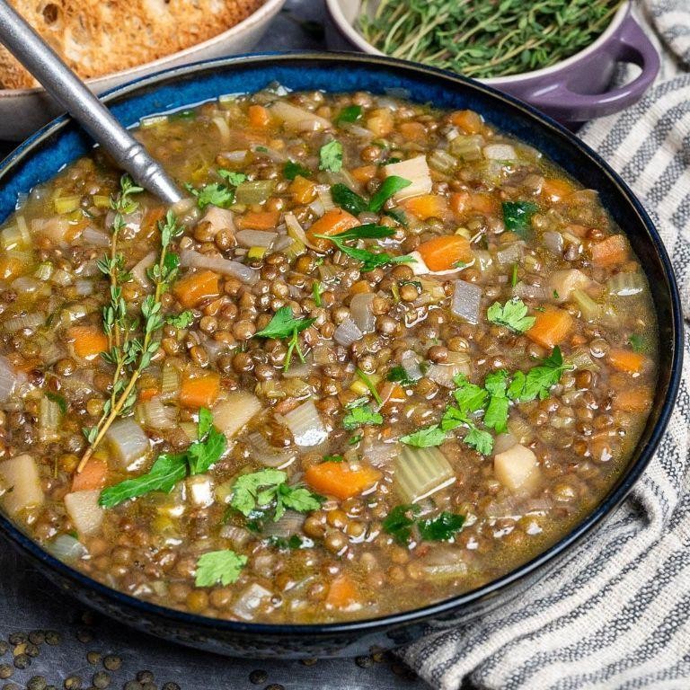 French Lentil Soup with Garlic and Thyme
