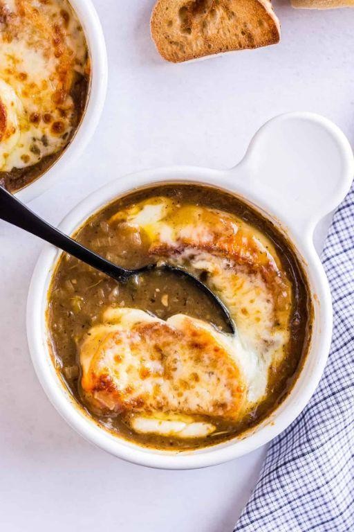 French Onion Soup with Toasted Baguette