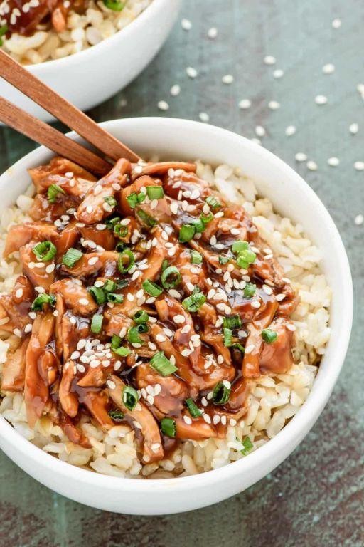 Frozen Chicken Teriyaki Bowls Made in the Crock Pot