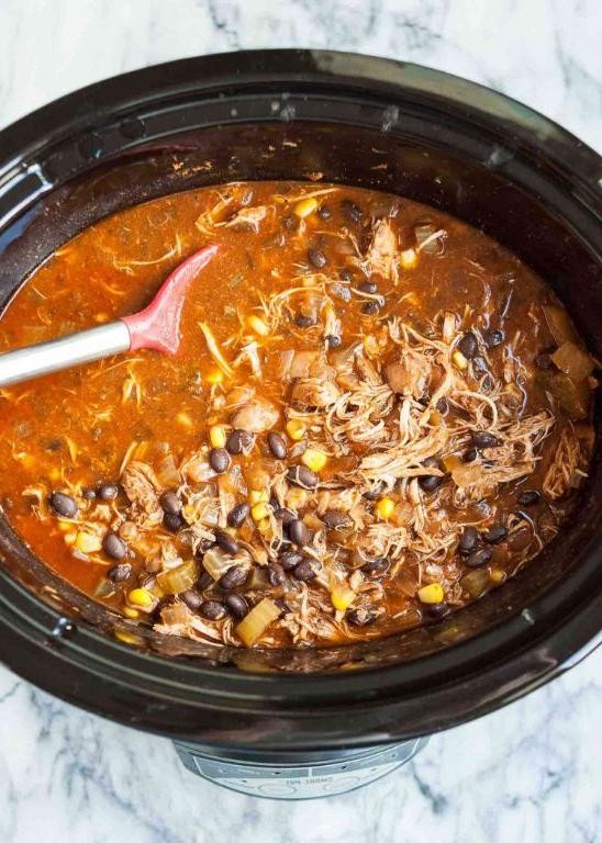 Frozen Chicken and Black Bean Crock Pot Chili