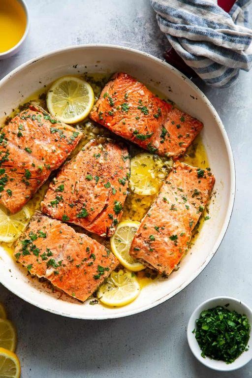 Garlic Butter Keta Salmon with Lemon