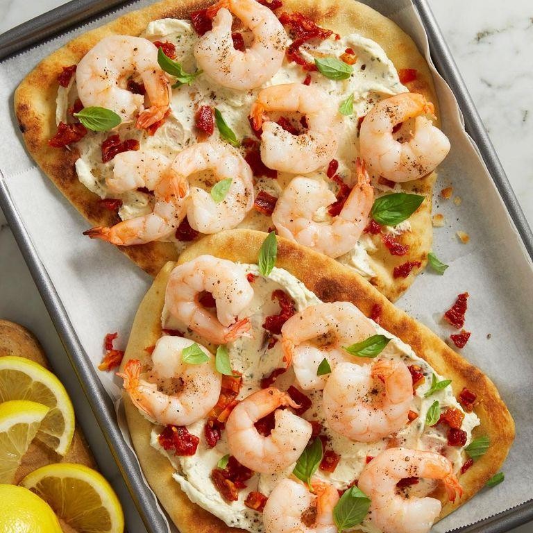 Garlic Butter Shrimp and Herb Flatbread