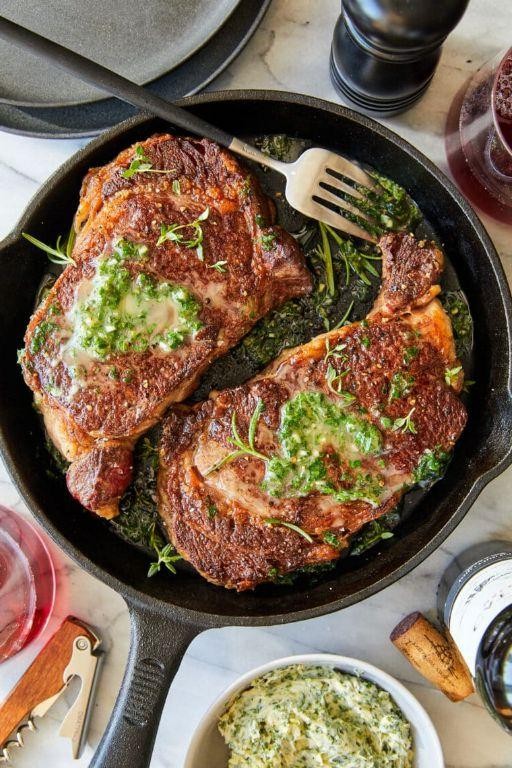 Garlic Butter Steak with Herb Sauce