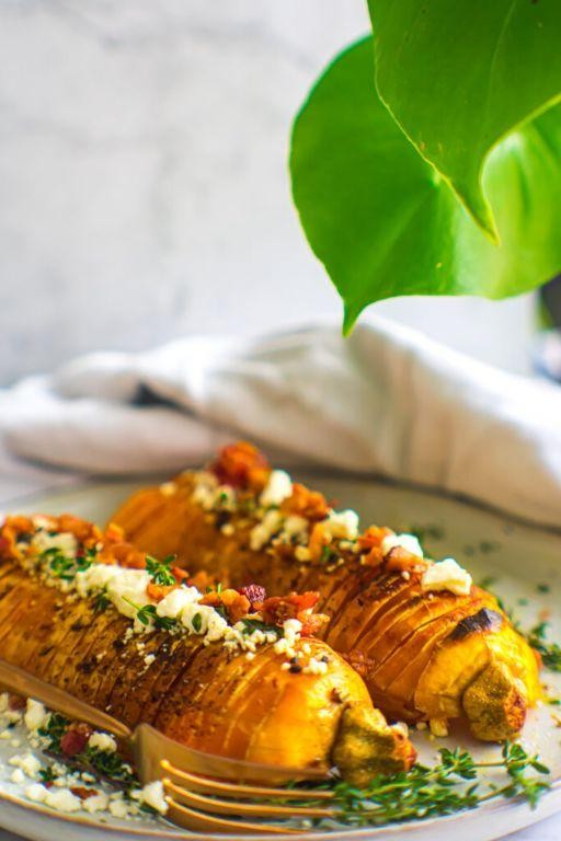 Garlic Thyme Hasselback Butternut Squash