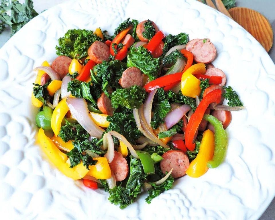 Garlicky Salami and Kale Stir-Fry