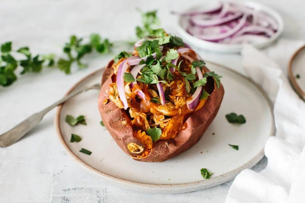 Gluten Free BBQ Chicken Stuffed Sweet Potatoes