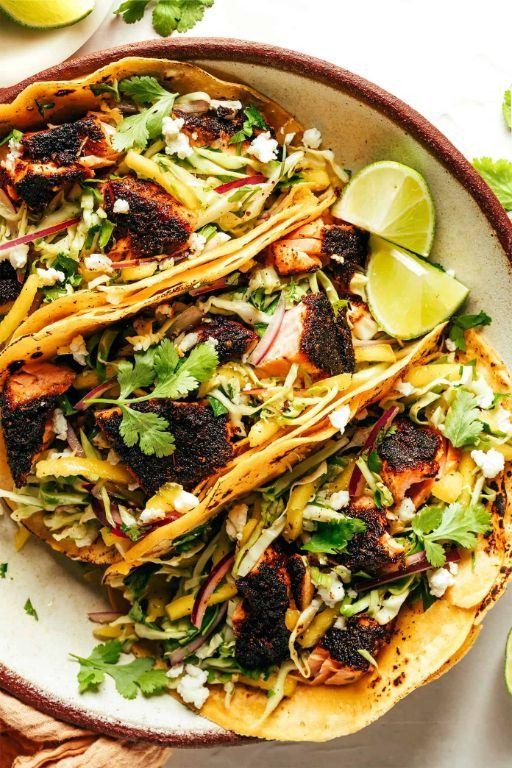 Gluten Free Salmon Tacos with Corn Tortillas