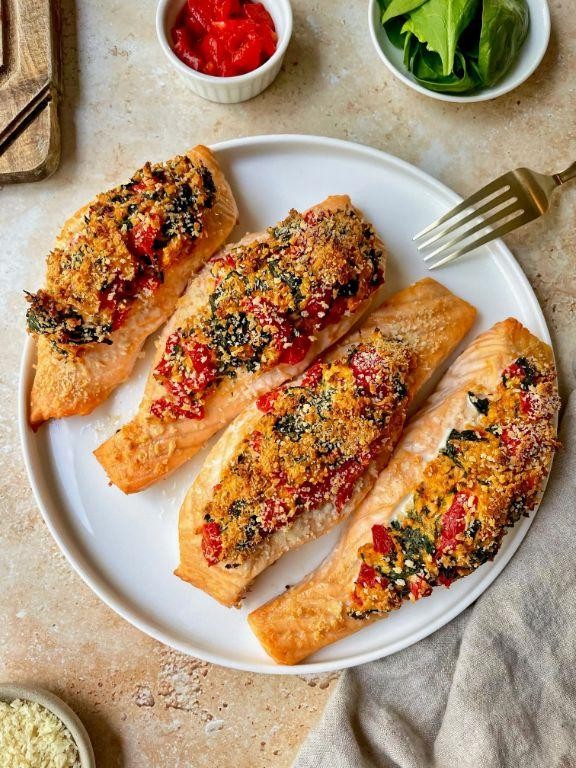 Gluten Free Salmon and Spinach Stuffed Peppers