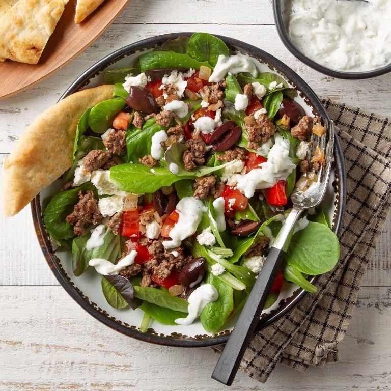 Greek Gyro Salad with Tzatziki Dressing