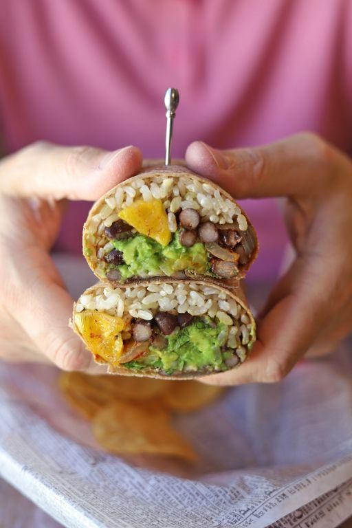 Green Banana and Black Bean Burritos