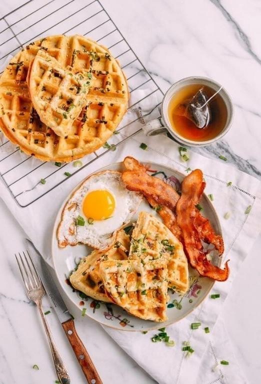 Green Onion and Sesame Waffles