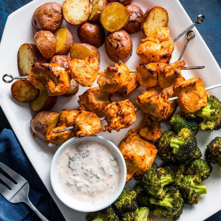 Grilled Chicken and Broccoli Kebabs
